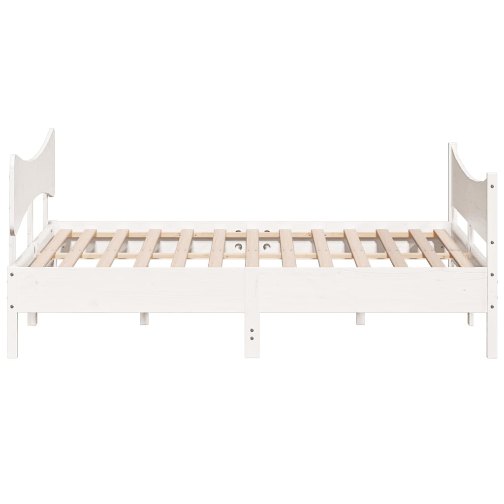Cadru de pat cu tăblie, alb, 180x200 cm, lemn masiv de pin GartenMobel Dekor