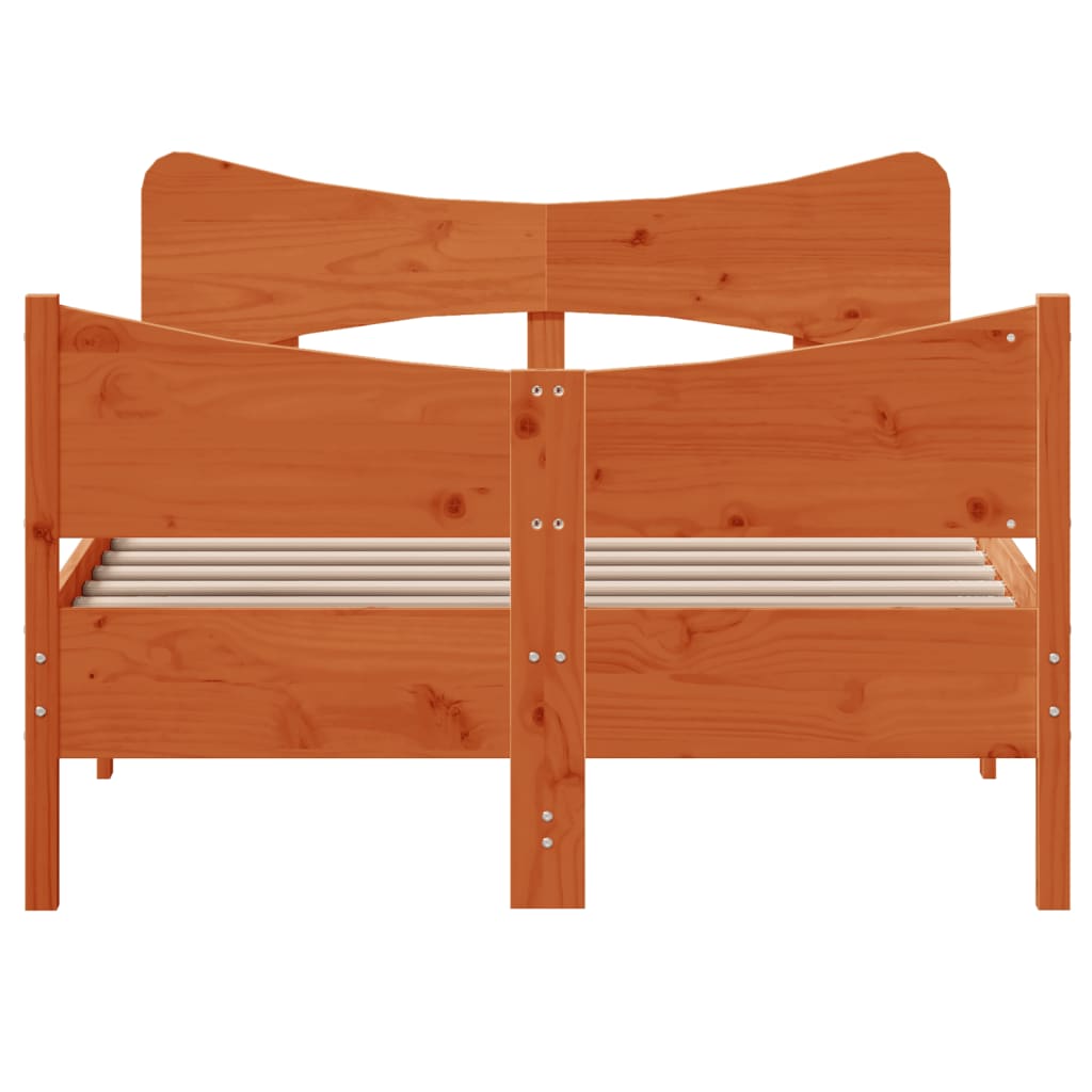 Cadru de pat cu tăblie, maro ceruit, 120x200 cm, lemn masiv pin GartenMobel Dekor