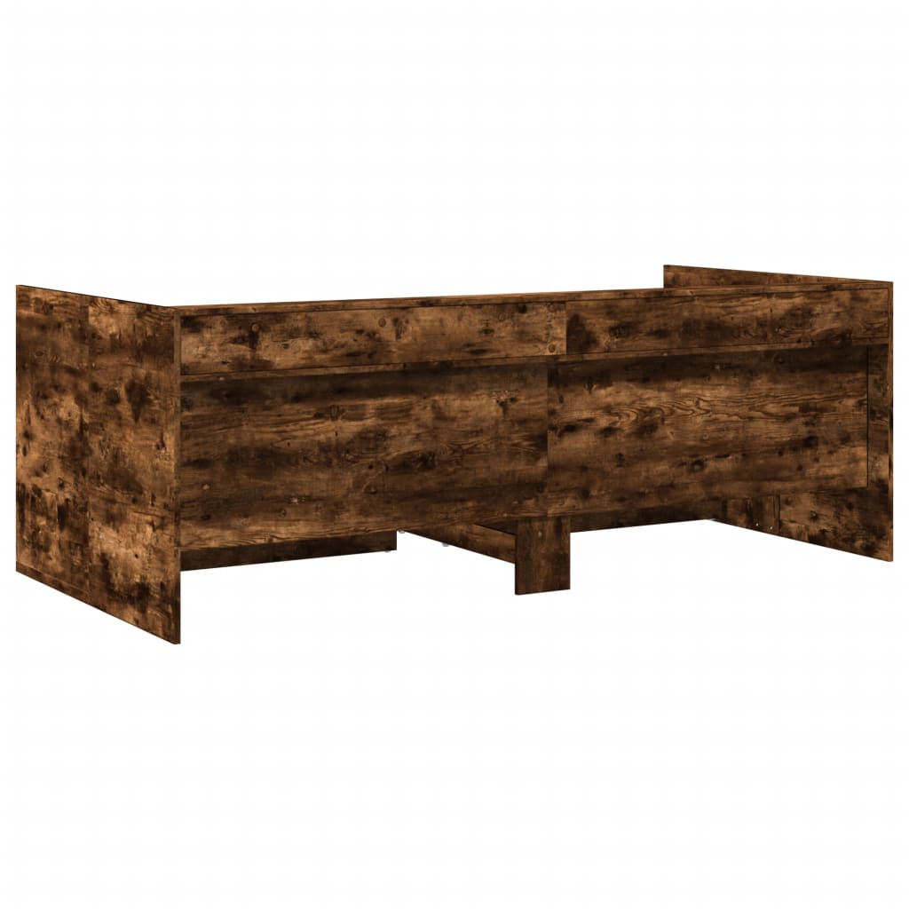 Cadru pat cu sertare, stejar fumuriu, 75x190 cm lemn prelucrat GartenMobel Dekor