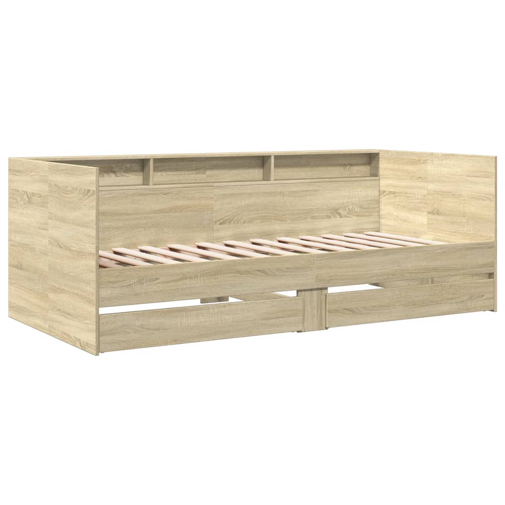 Cadru pat cu sertare, stejar sonoma, 75x190 cm lemn prelucrat GartenMobel Dekor