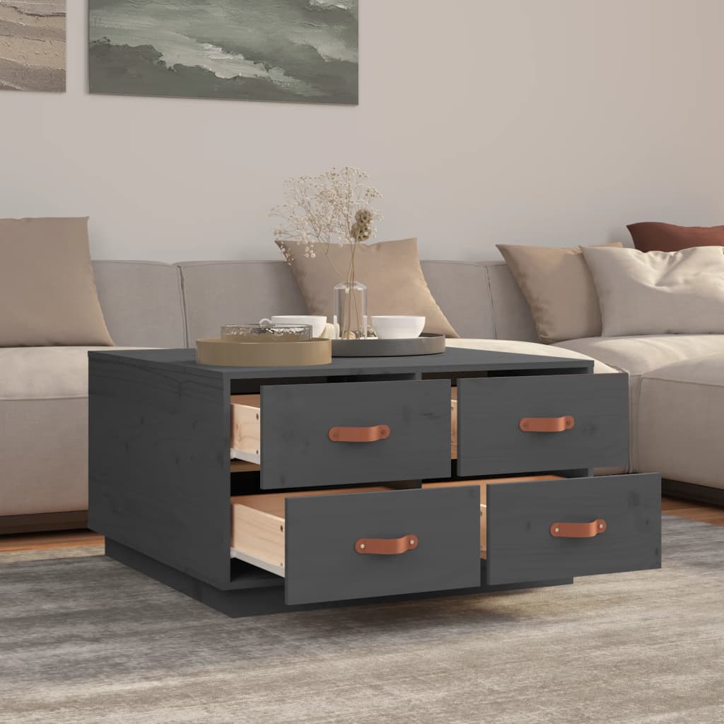 Măsuță de cafea, gri, 80x80x45 cm, lemn masiv de pin GartenMobel Dekor