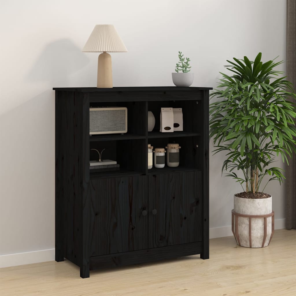 Servantă, negru, 83x41,5x100 cm, lemn masiv de pin GartenMobel Dekor