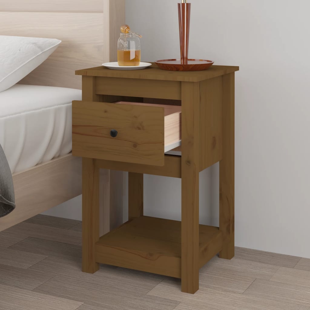 Noptiere, 2 buc, maro miere, 40x35x61,5 cm, lemn masiv de pin GartenMobel Dekor