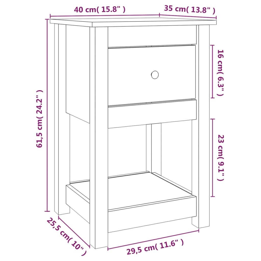 Noptiere, 2 buc, maro miere, 40x35x61,5 cm, lemn masiv de pin GartenMobel Dekor