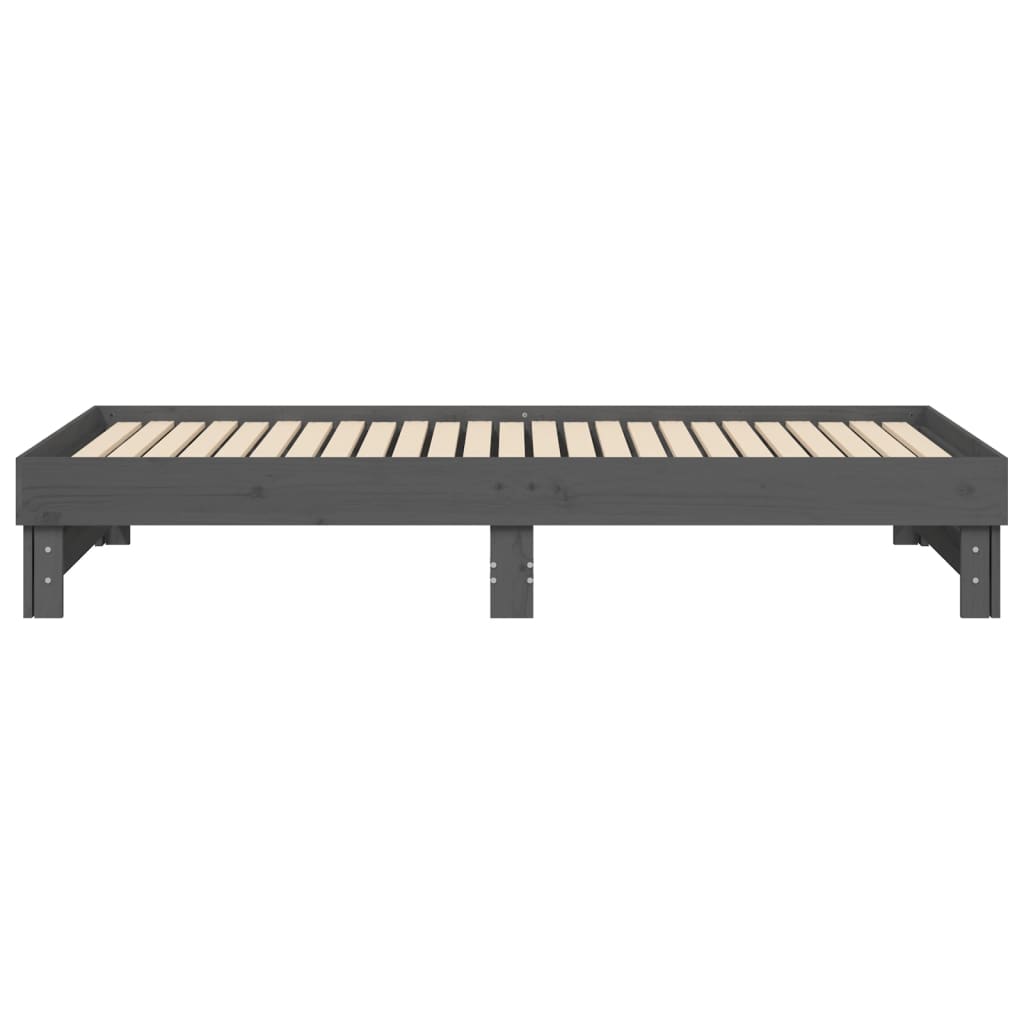 Pat de zi extensibil, gri, 2x(100x200) cm, lemn masiv de pin GartenMobel Dekor