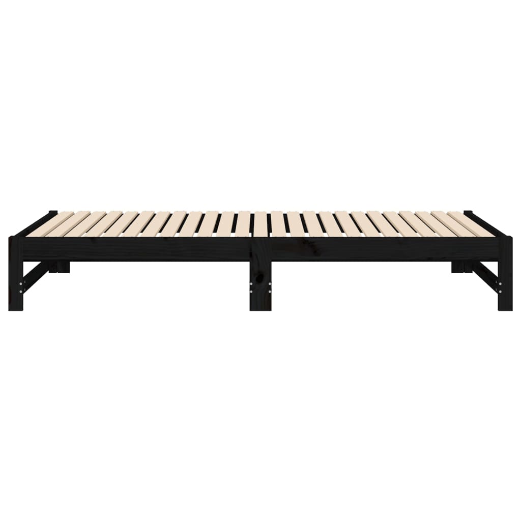 Pat de zi extensibil, negru, 2x(100x200) cm, lemn masiv de pin GartenMobel Dekor