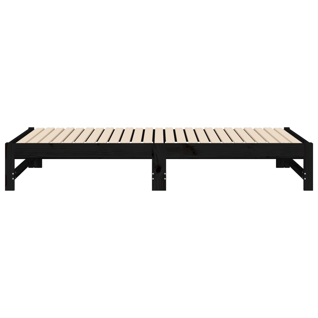 Pat de zi extensibil, negru, 2x(90x190) cm, lemn masiv de pin GartenMobel Dekor