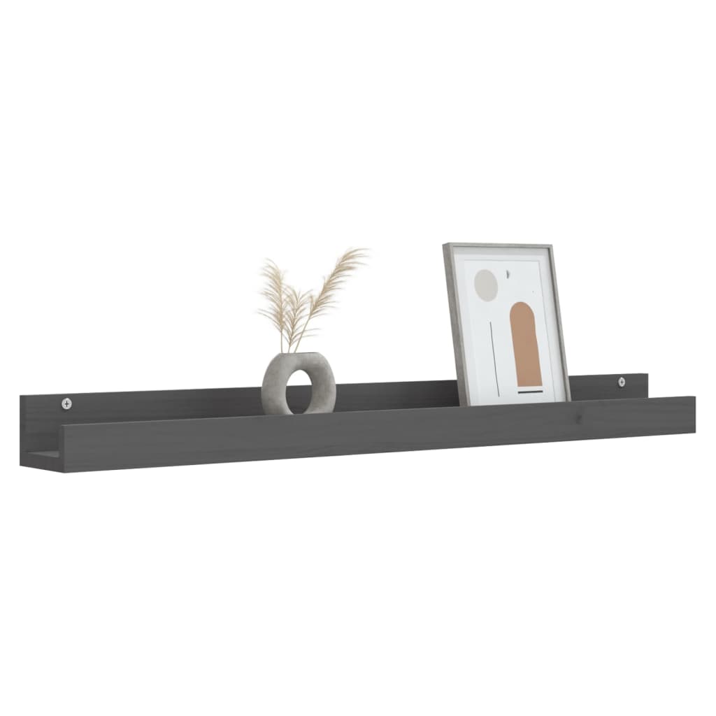 Rafturi de perete, 2 buc., gri, 110x12x9 cm, lemn masiv de pin GartenMobel Dekor