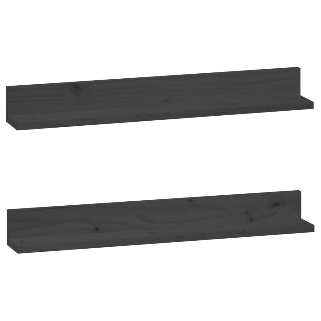Rafturi de perete, 2 buc., gri, 80x11x9 cm, lemn masiv de pin GartenMobel Dekor