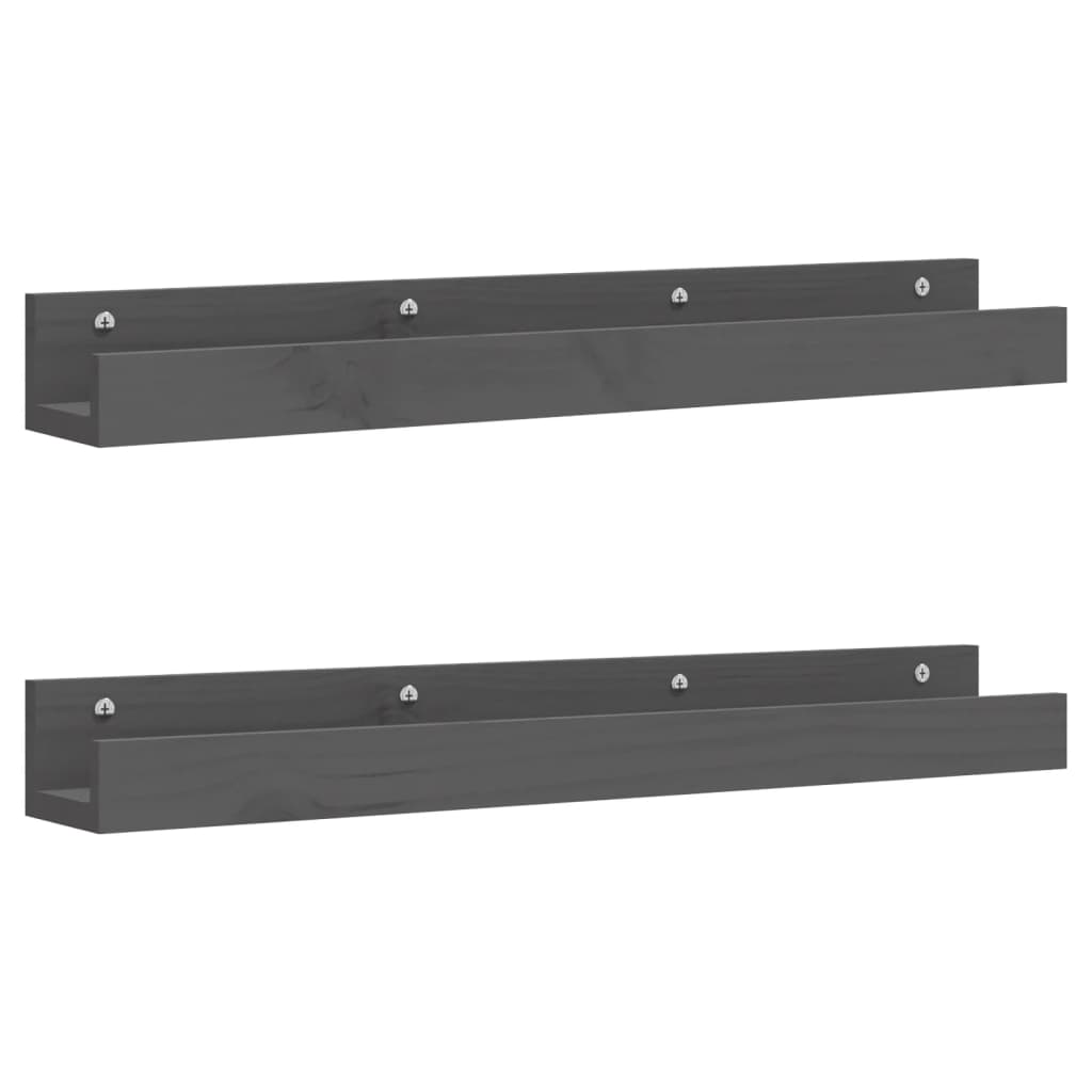 Rafturi de perete, 2 buc., gri, 80x12x9 cm, lemn masiv de pin GartenMobel Dekor