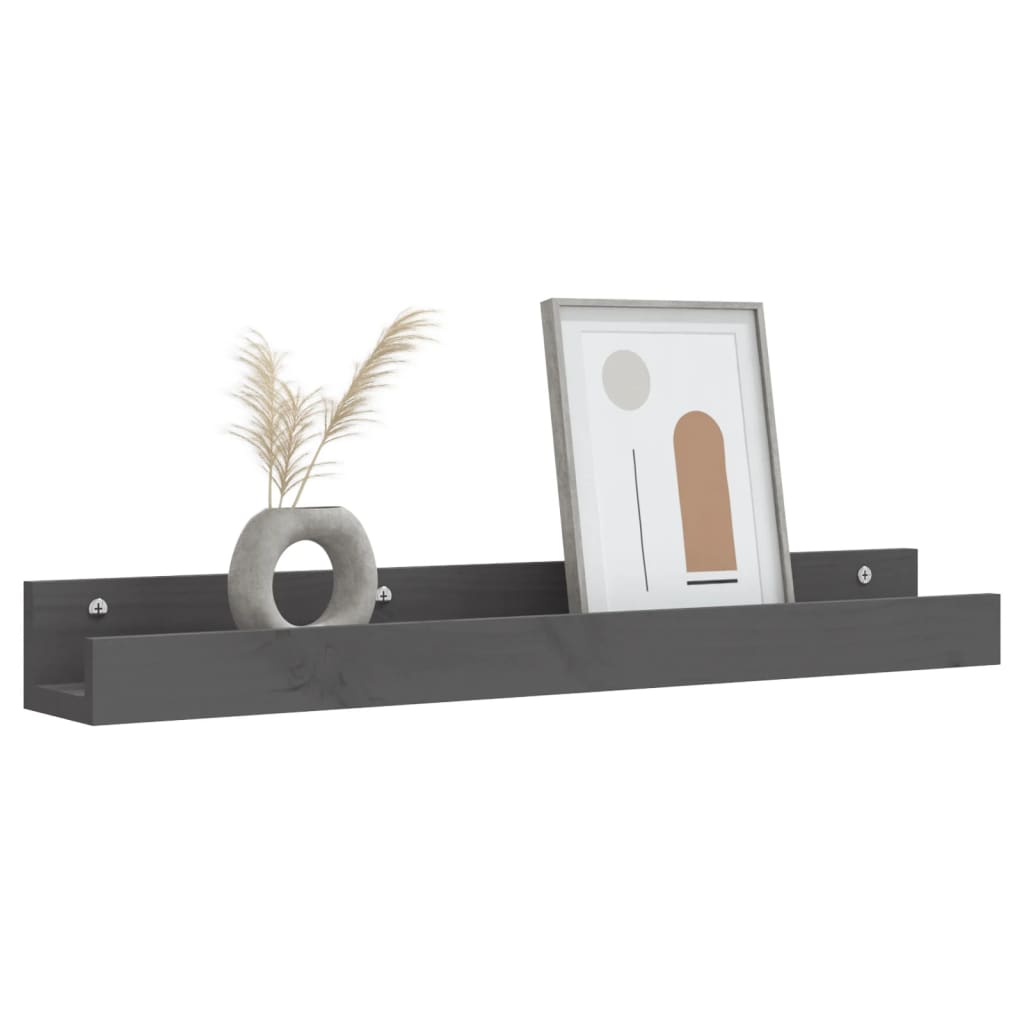 Rafturi de perete, 2 buc., gri, 80x12x9 cm, lemn masiv de pin GartenMobel Dekor
