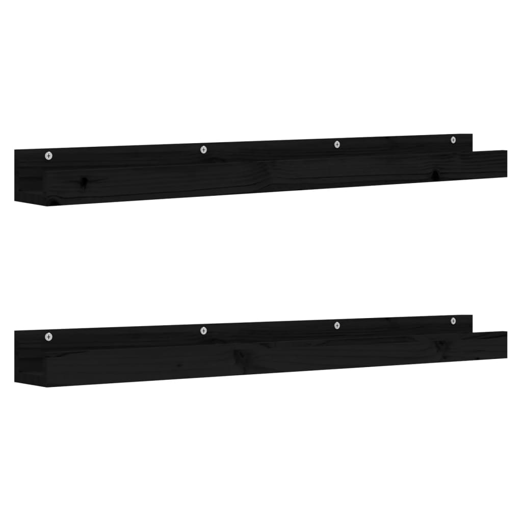 Rafturi de perete, 2 buc., negru, 110x12x9 cm, lemn masiv pin GartenMobel Dekor