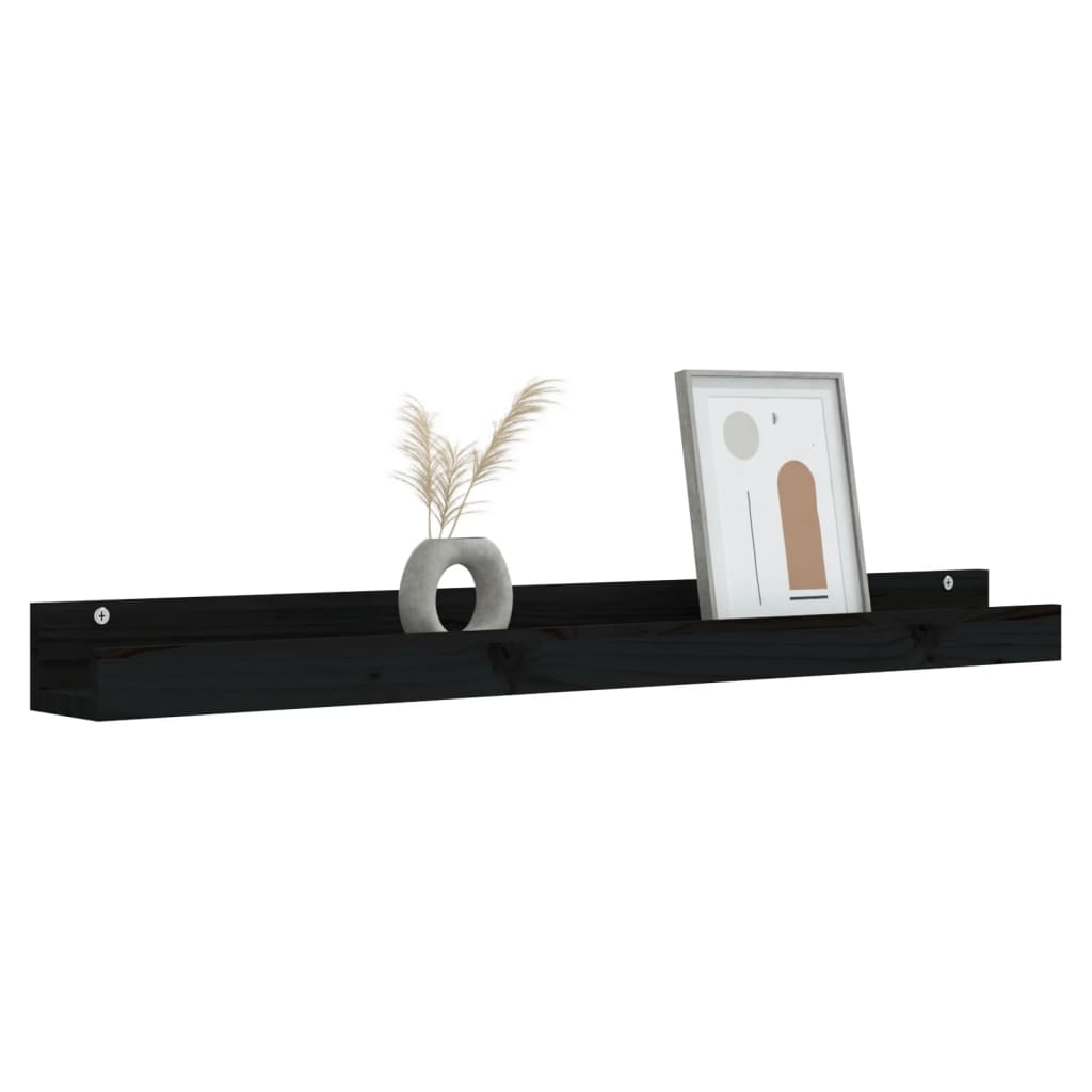 Rafturi de perete, 2 buc., negru, 110x12x9 cm, lemn masiv pin GartenMobel Dekor