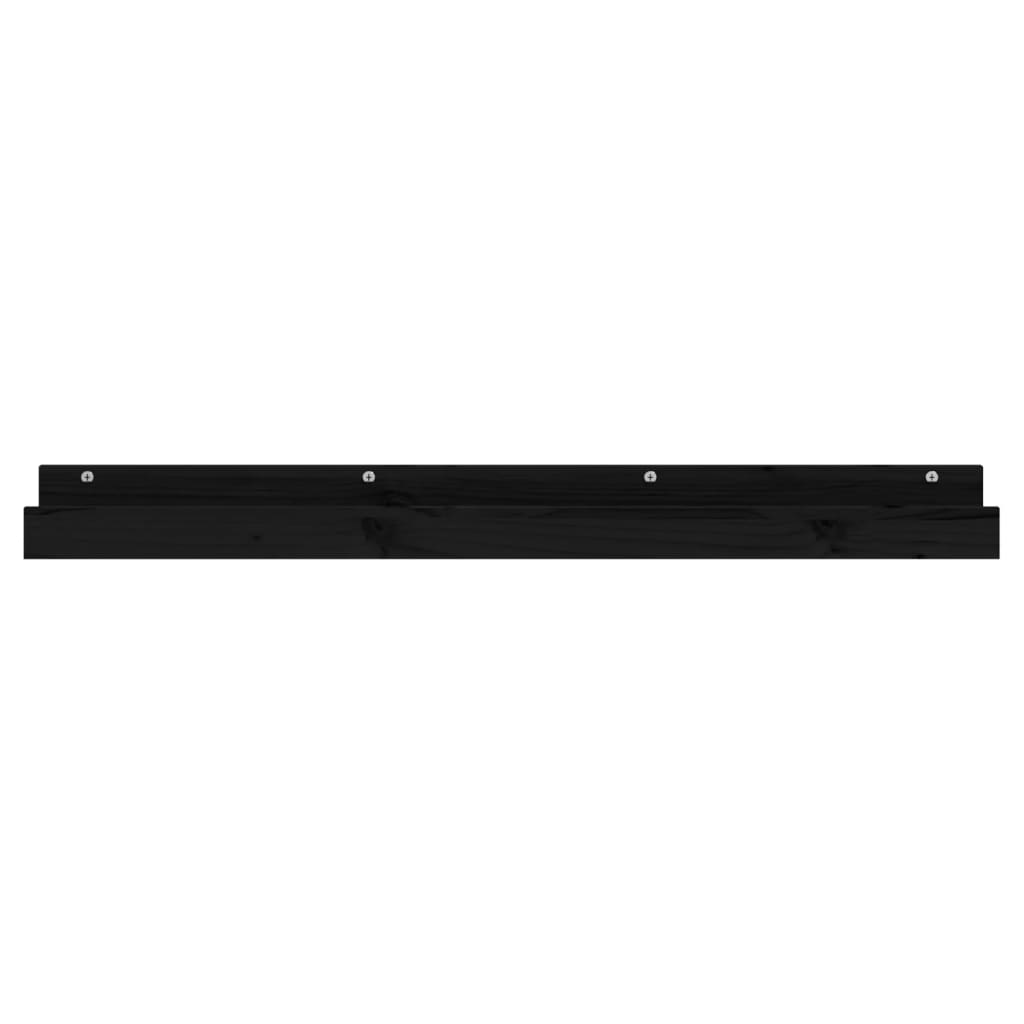 Rafturi de perete, 2 buc., negru, 110x12x9 cm, lemn masiv pin GartenMobel Dekor