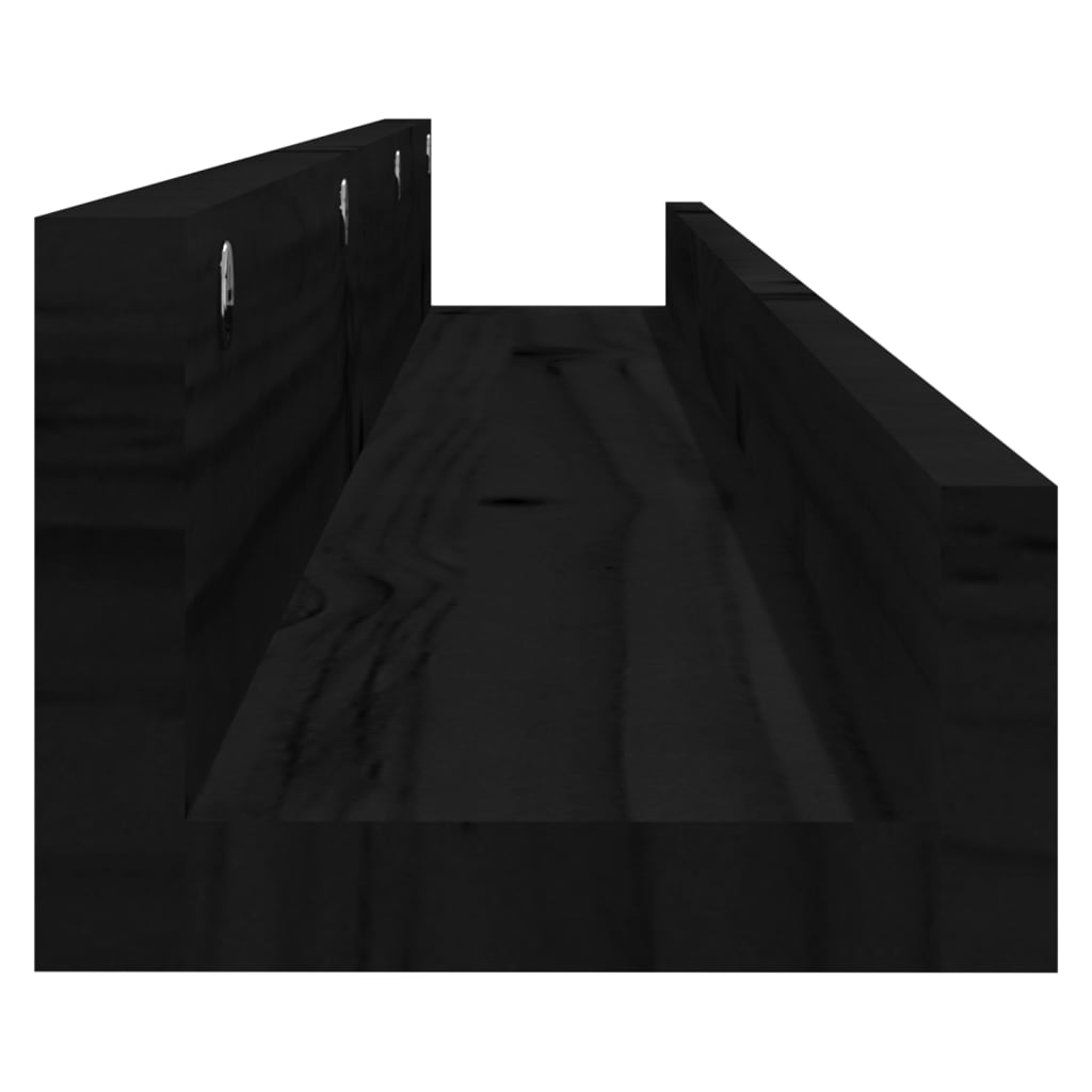 Rafturi de perete, 2 buc., negru, 110x12x9 cm, lemn masiv pin GartenMobel Dekor