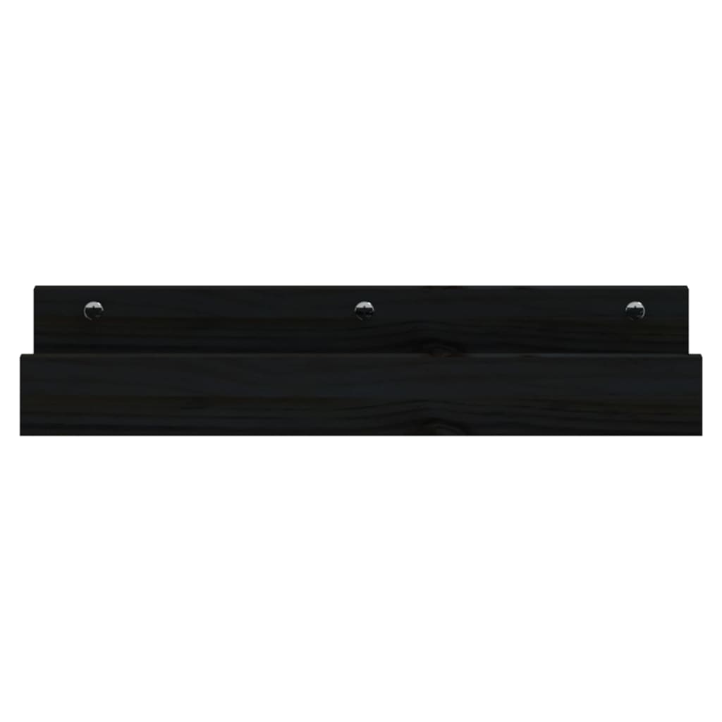 Rafturi de perete, 2 buc., negru, 50x12x9 cm, lemn masiv de pin GartenMobel Dekor