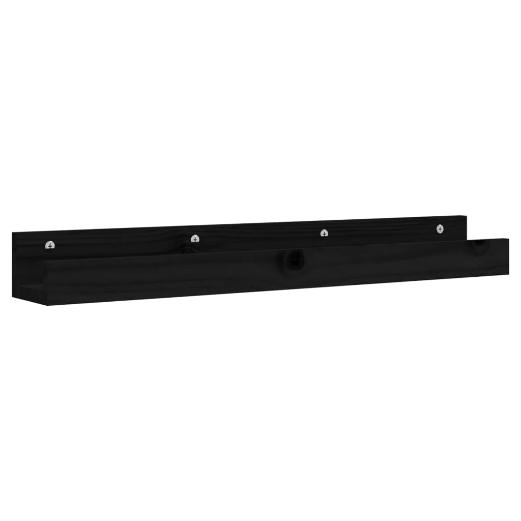 Rafturi de perete, 2 buc., negru, 80x12x9 cm, lemn masiv de pin GartenMobel Dekor