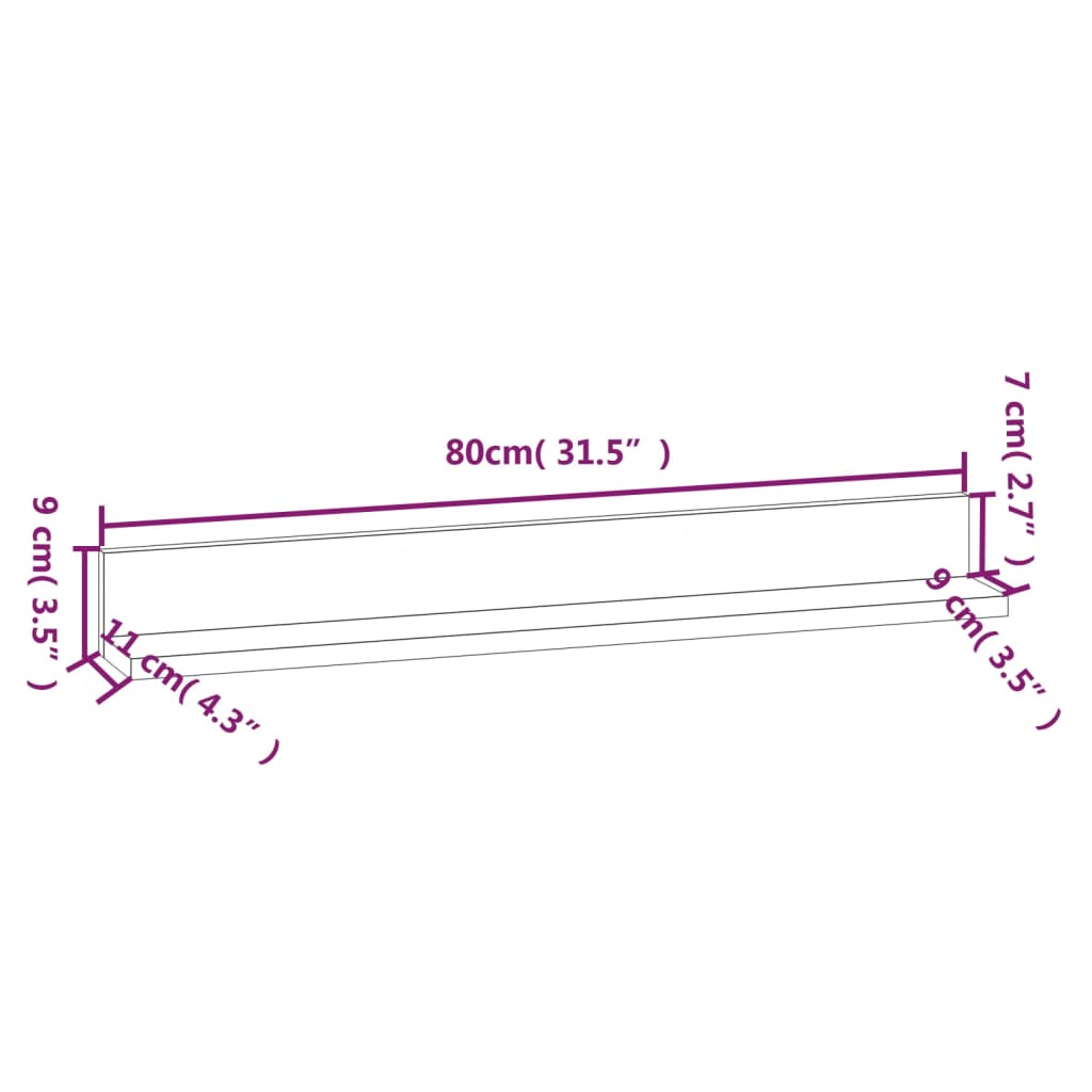 Rafturi de perete 2 buc. maro miere 80x11x9 cm lemn masiv pin GartenMobel Dekor