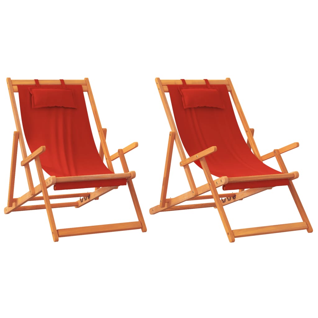 Scaune de plajă pliante, 2 buc., roșu, material textil GartenMobel Dekor