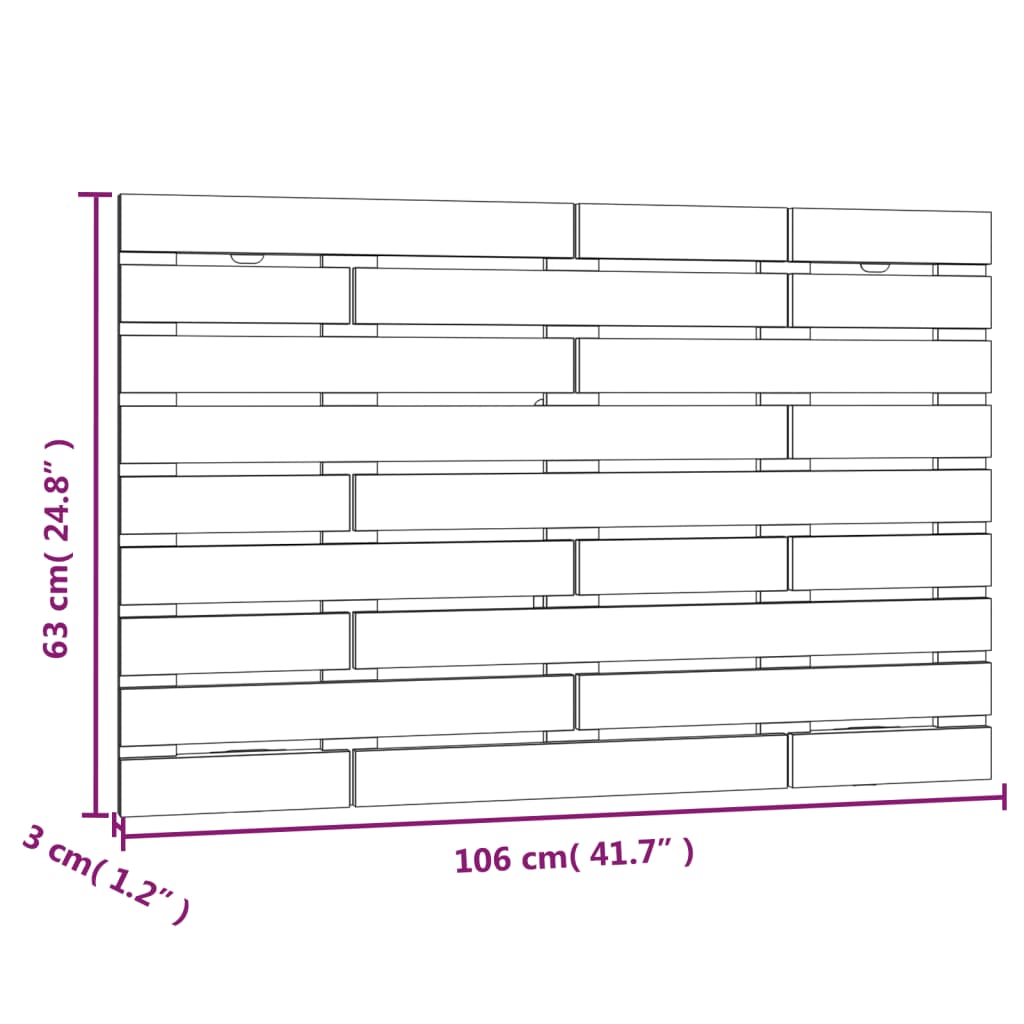 Tăblie de pat pentru perete, alb, 106x3x80 cm, lemn masiv pin GartenMobel Dekor