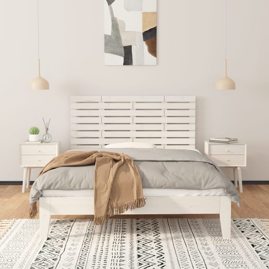 Tăblie de pat pentru perete, alb, 126x3x63 cm, lemn masiv pin GartenMobel Dekor