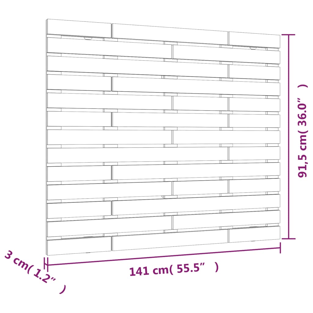 Tăblie de pat pentru perete, alb, 141x3x91,5 cm, lemn masiv pin GartenMobel Dekor