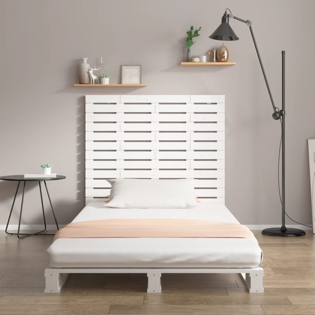 Tăblie de pat pentru perete, alb, 146x3x91,5 cm, lemn masiv pin GartenMobel Dekor