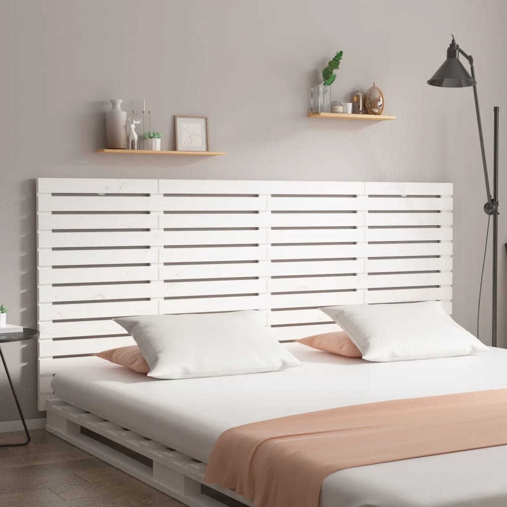 Tăblie de pat pentru perete, alb, 206x3x91,5 cm, lemn masiv pin GartenMobel Dekor