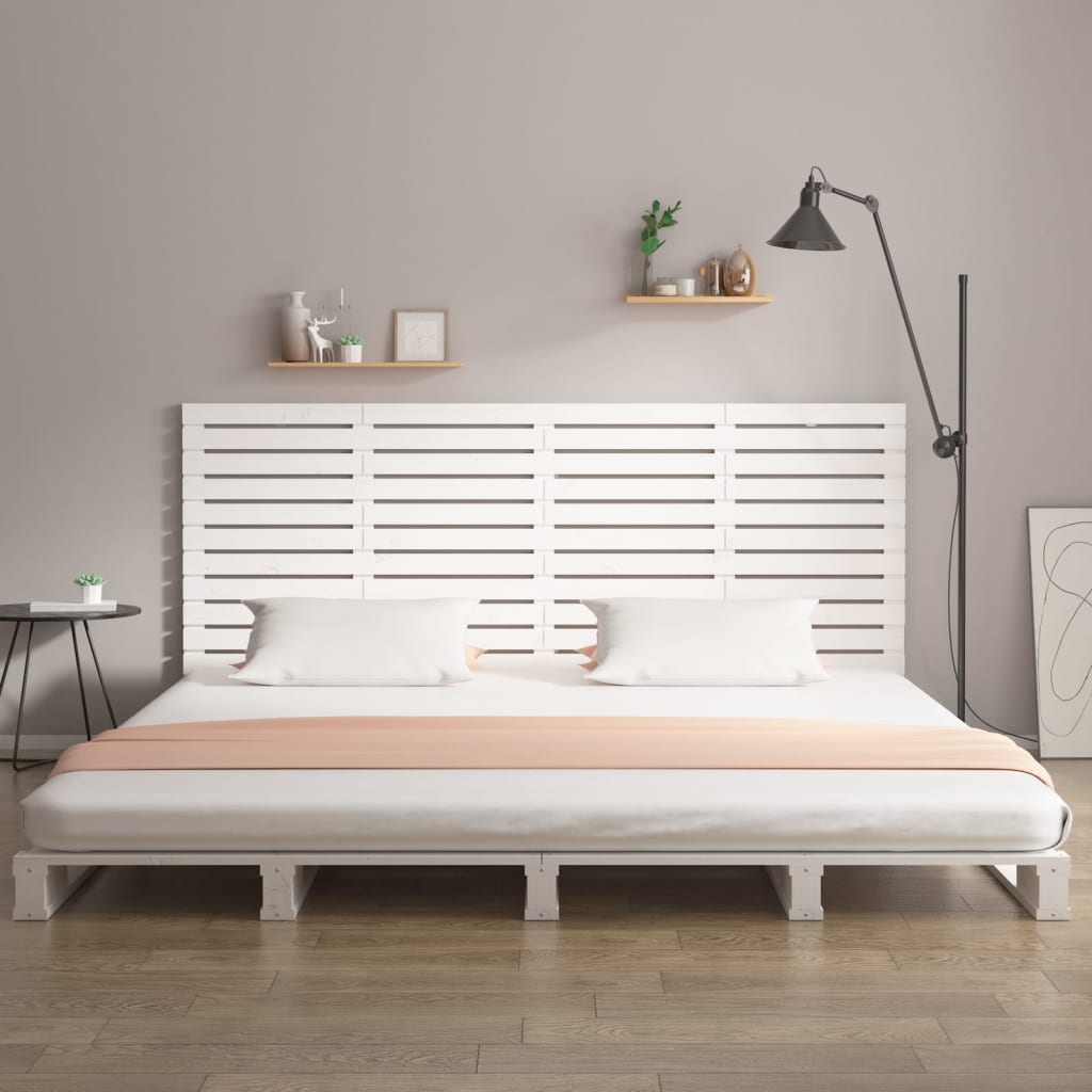 Tăblie de pat pentru perete, alb, 206x3x91,5 cm, lemn masiv pin GartenMobel Dekor