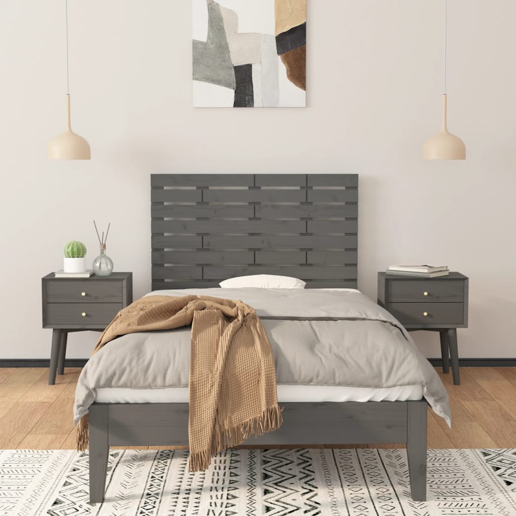 Tăblie de pat pentru perete, gri, 106x3x63 cm, lemn masiv pin GartenMobel Dekor