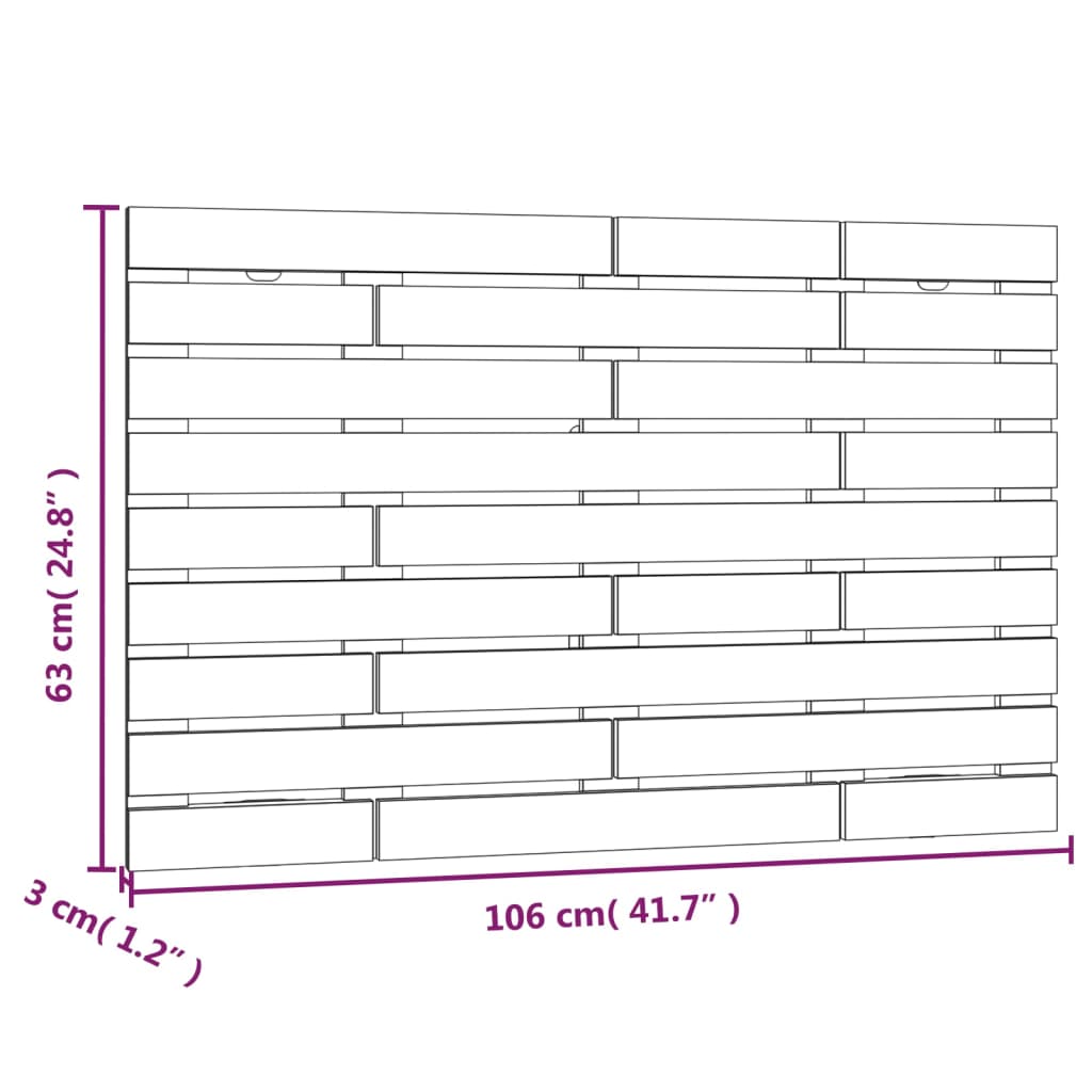Tăblie de pat pentru perete, gri, 106x3x63 cm, lemn masiv pin GartenMobel Dekor