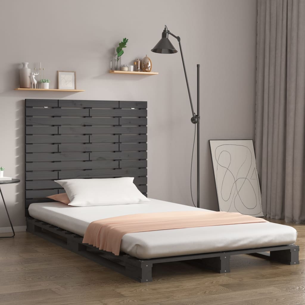 Tăblie de pat pentru perete, gri, 126x3x91,5 cm, lemn masiv pin GartenMobel Dekor