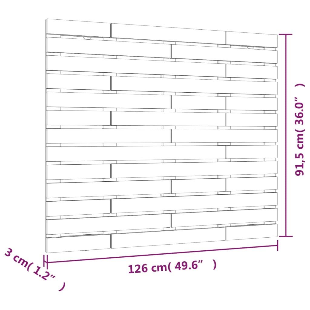Tăblie de pat pentru perete, gri, 126x3x91,5 cm, lemn masiv pin GartenMobel Dekor