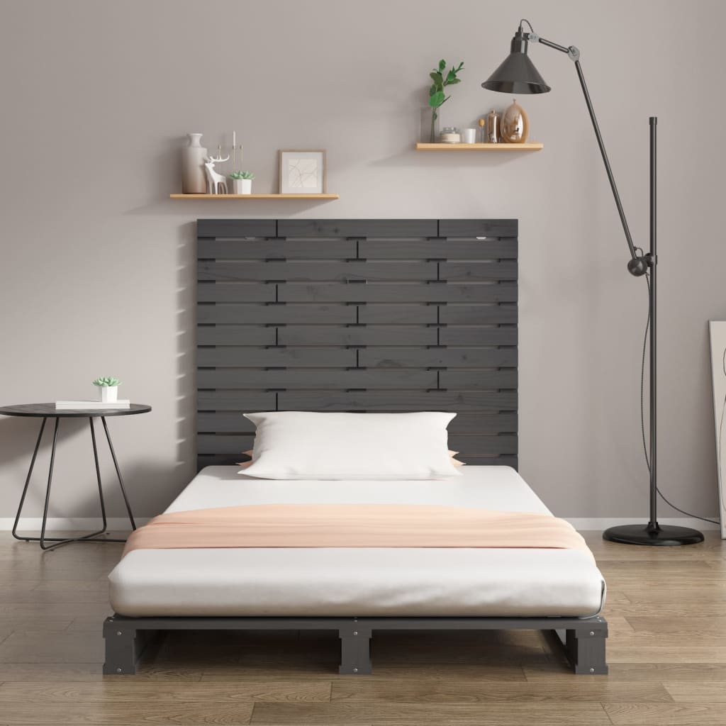 Tăblie de pat pentru perete, gri, 126x3x91,5 cm, lemn masiv pin GartenMobel Dekor