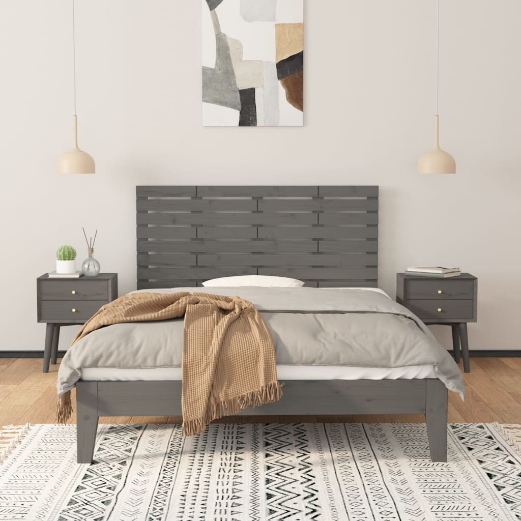Tăblie de pat pentru perete, gri, 146x3x63 cm, lemn masiv pin GartenMobel Dekor