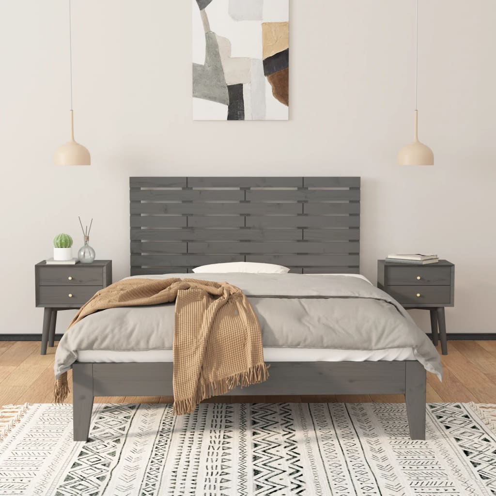 Tăblie de pat pentru perete, gri, 156x3x63 cm, lemn masiv pin GartenMobel Dekor