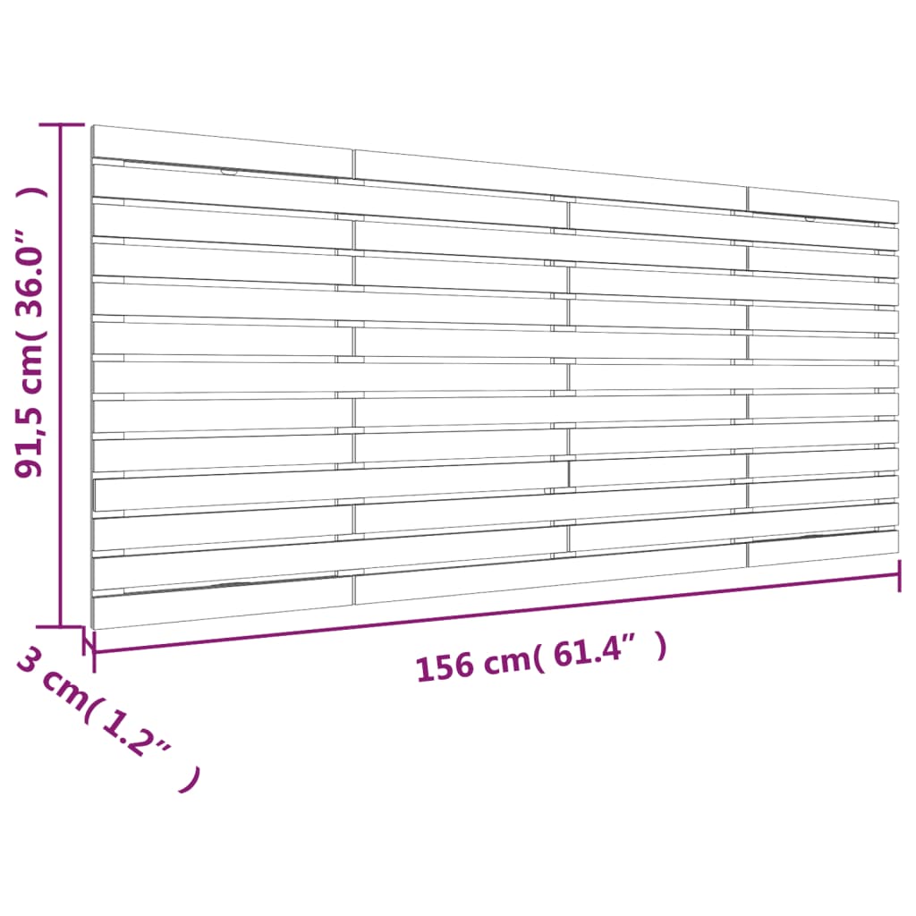 Tăblie de pat pentru perete, gri, 156x3x91,5 cm, lemn masiv pin GartenMobel Dekor