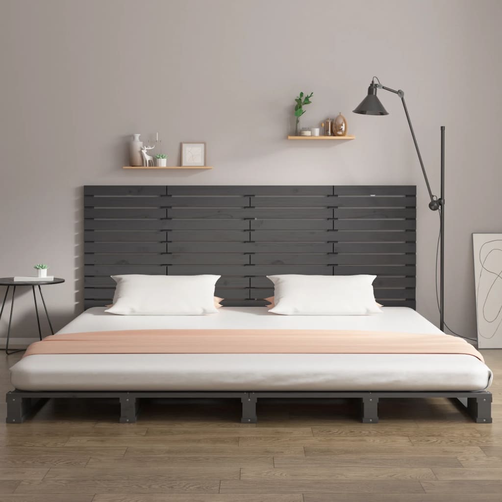 Tăblie de pat pentru perete, gri, 166x3x91,5 cm, lemn masiv pin GartenMobel Dekor