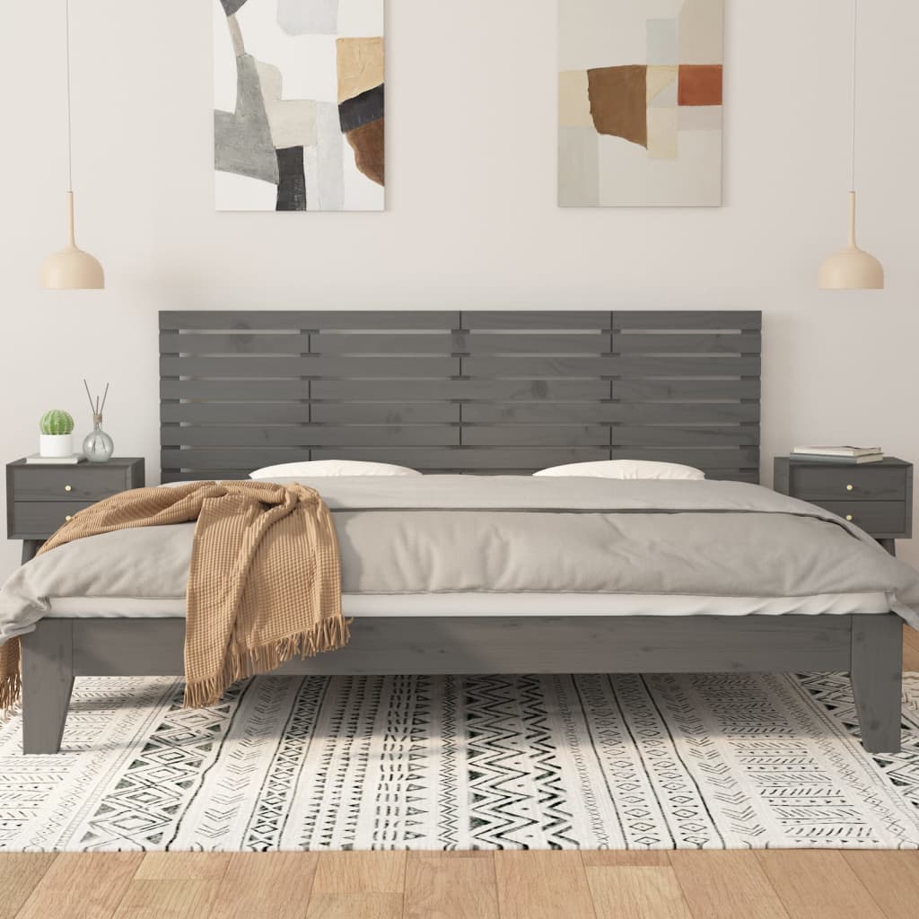 Tăblie de pat pentru perete, gri, 206x3x63 cm, lemn masiv pin GartenMobel Dekor