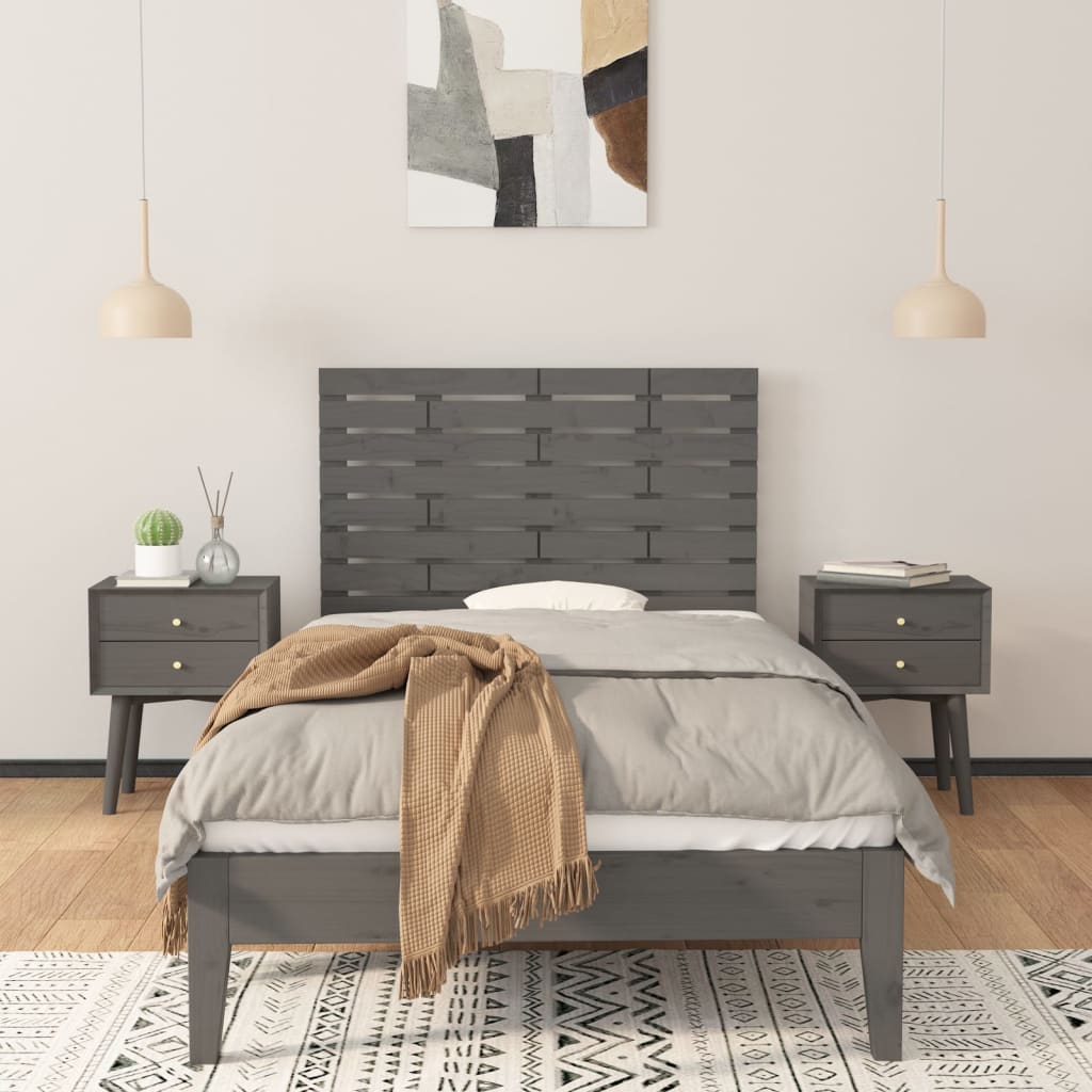 Tăblie de pat pentru perete, gri, 96x3x63 cm, lemn masiv pin GartenMobel Dekor