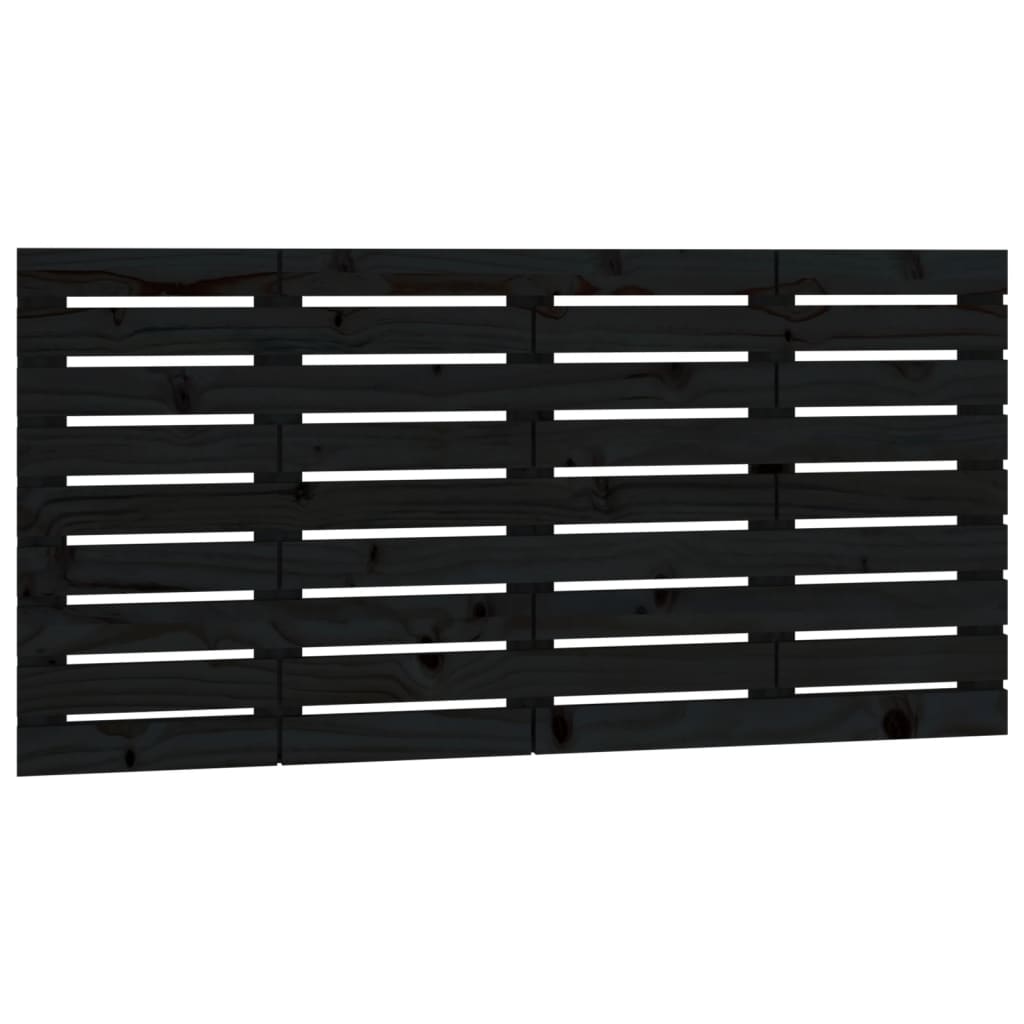 Tăblie de pat pentru perete, negru, 146x3x63 cm, lemn masiv pin GartenMobel Dekor