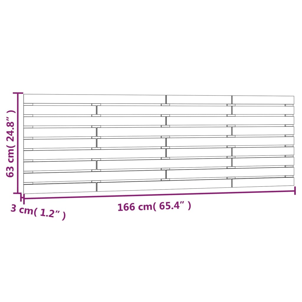 Tăblie de pat pentru perete, negru, 166x3x63 cm, lemn masiv pin GartenMobel Dekor