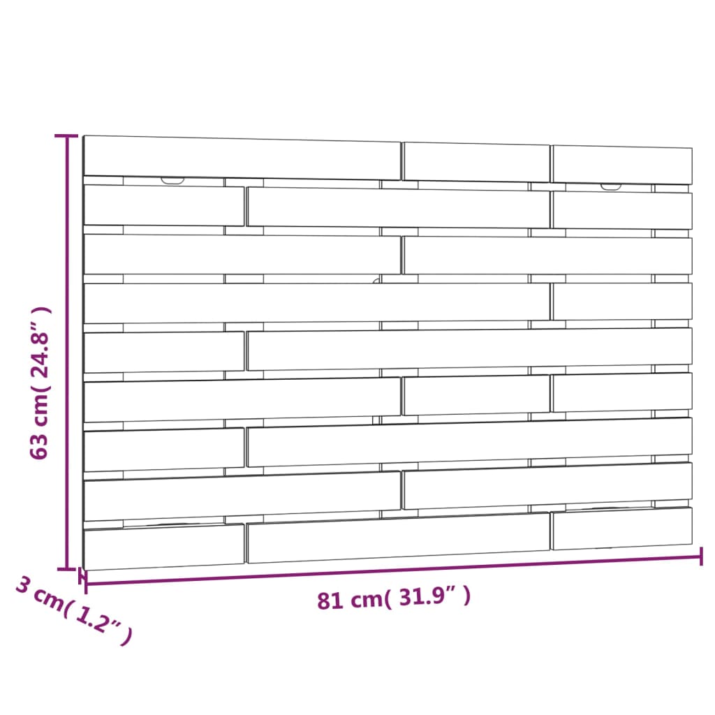 Tăblie de pat pentru perete, negru, 81x3x63 cm, lemn masiv pin GartenMobel Dekor