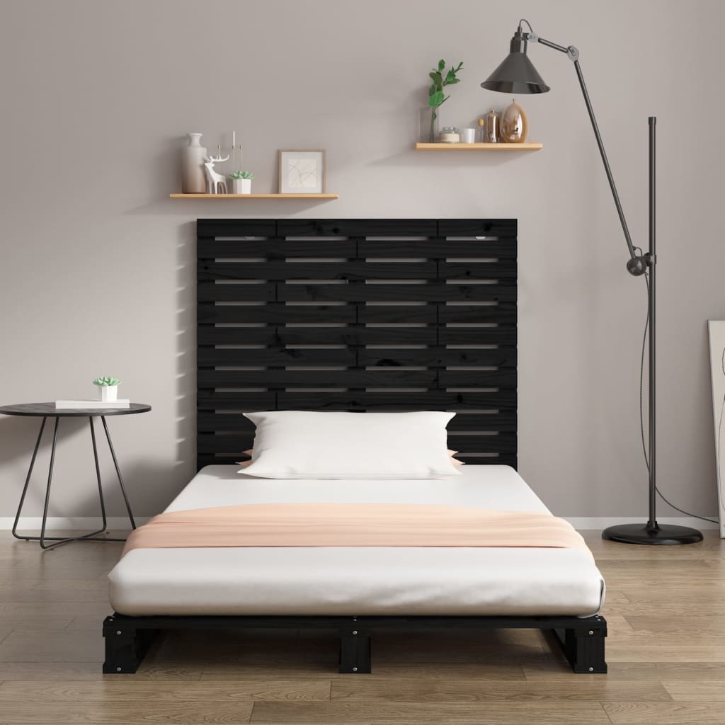 Tăblie de pat pentru perete, negru, 81x3x91,5 cm lemn masiv pin GartenMobel Dekor