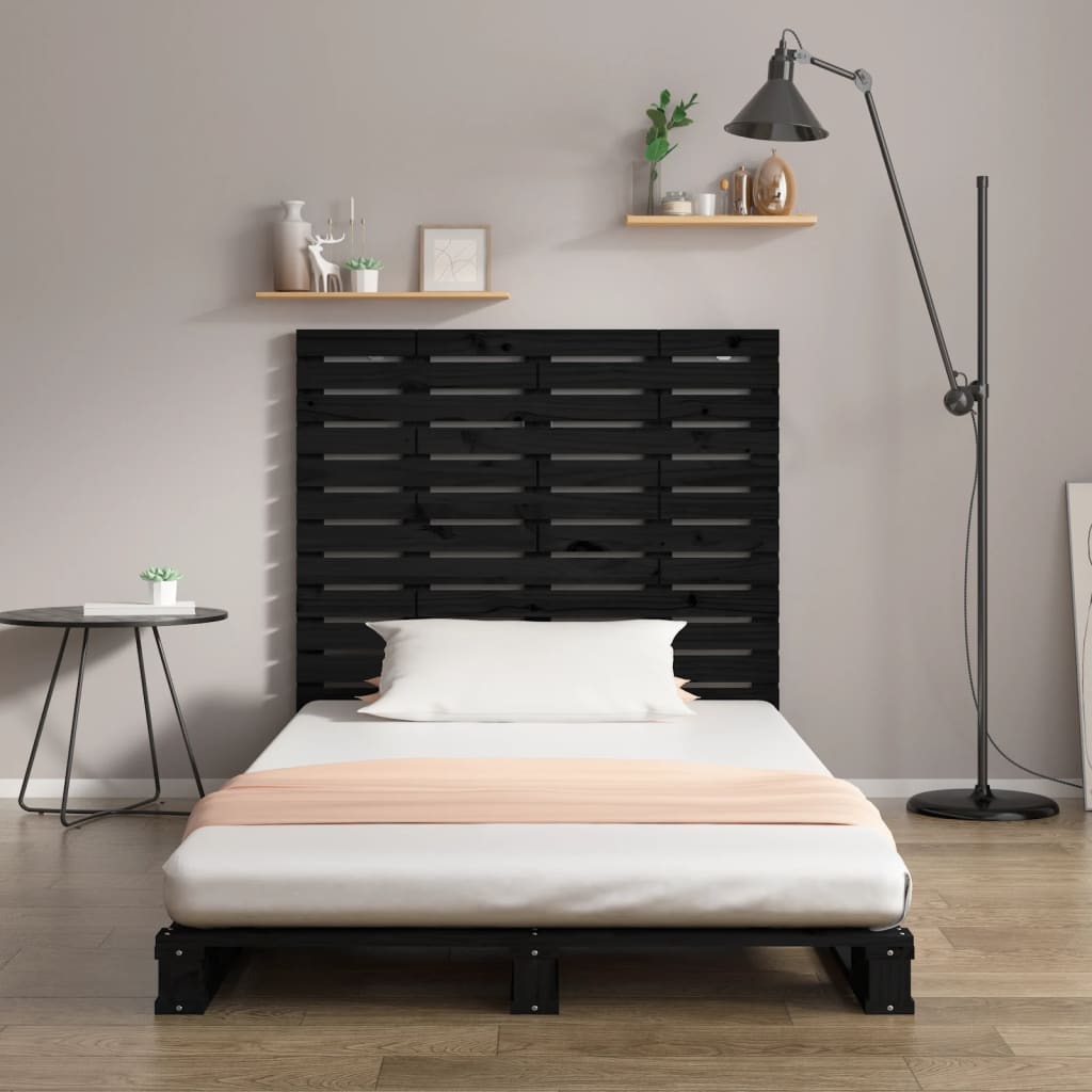 Tăblie de pat pentru perete, negru 106x3x91,5 cm lemn masiv pin GartenMobel Dekor