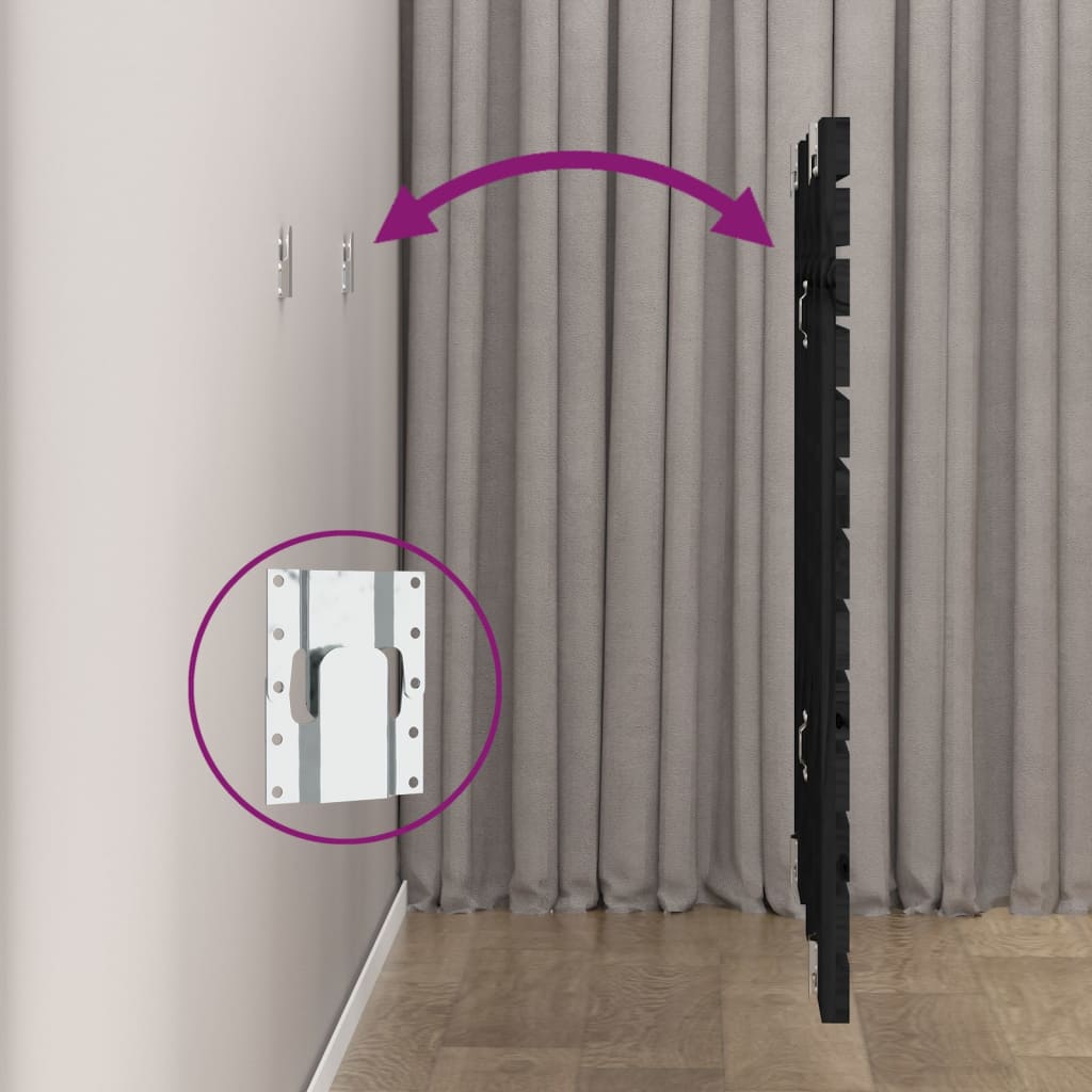 Tăblie de pat pentru perete, negru 106x3x91,5 cm lemn masiv pin GartenMobel Dekor