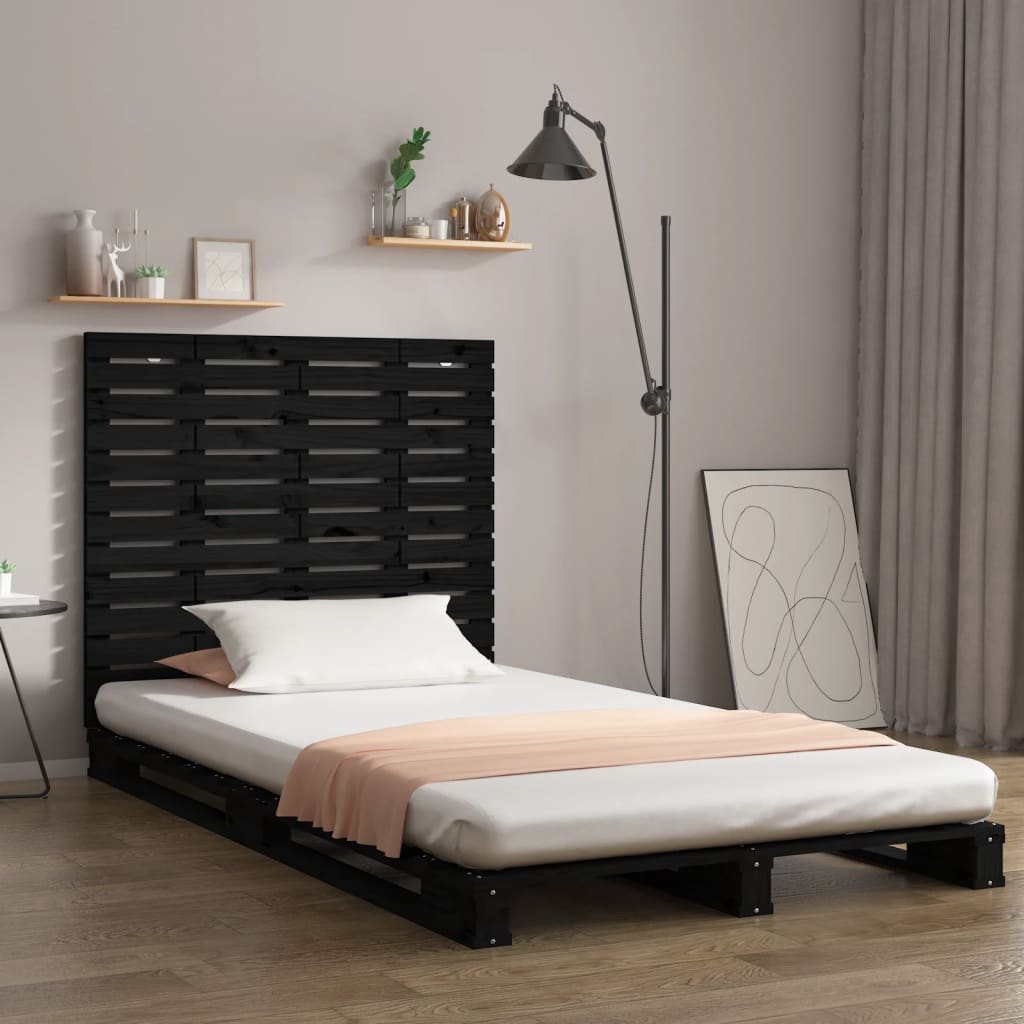 Tăblie de pat pentru perete, negru 126x3x91,5 cm lemn masiv pin GartenMobel Dekor