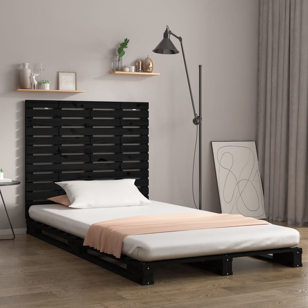 Tăblie de pat pentru perete, negru 146x3x91,5 cm lemn masiv pin GartenMobel Dekor