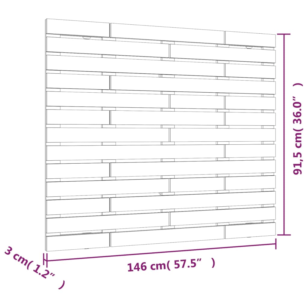 Tăblie de pat pentru perete, negru 146x3x91,5 cm lemn masiv pin GartenMobel Dekor