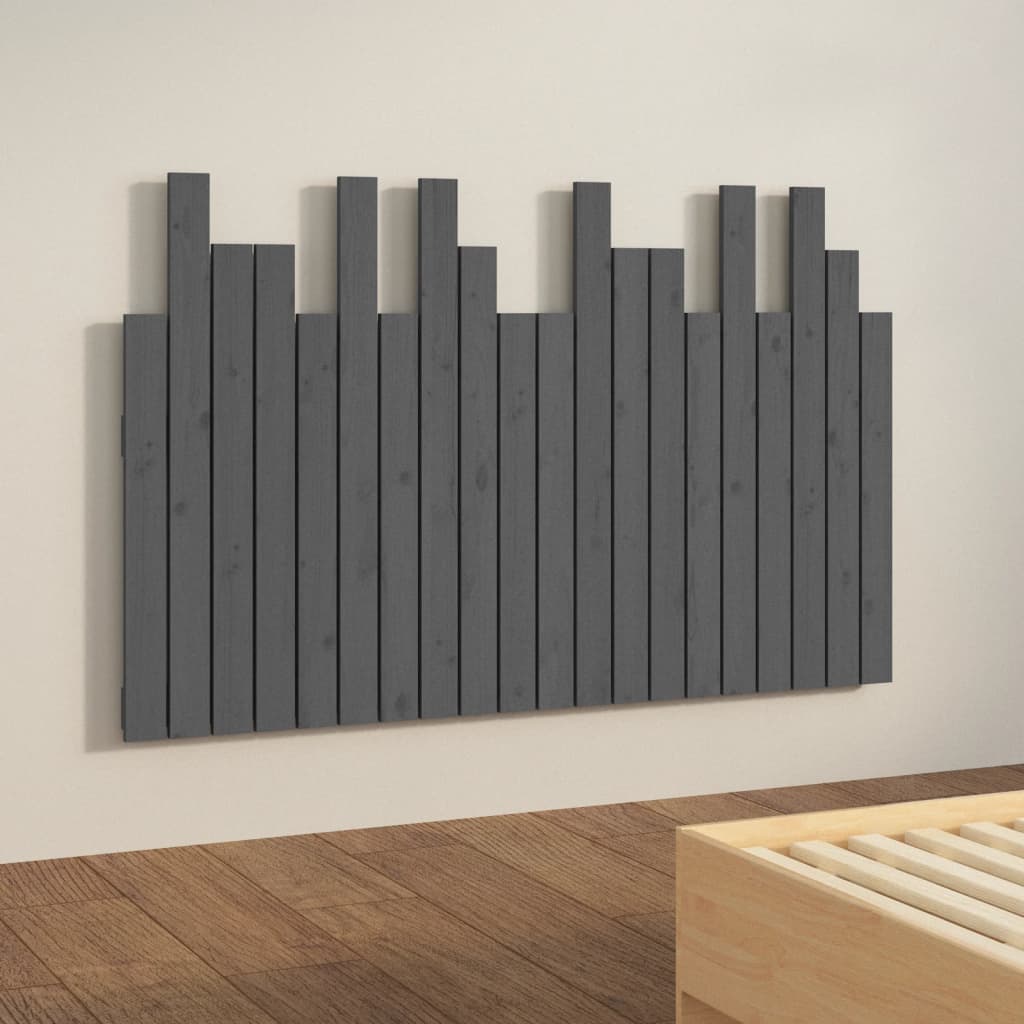 Tăblie de pat pentru perete, gri, 127,5x3x80 cm, lemn masiv pin GartenMobel Dekor